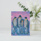Kaiserpinguine Antarktische Vögel Gemälde von Tier Postkarte (Stehend Vorderseite)