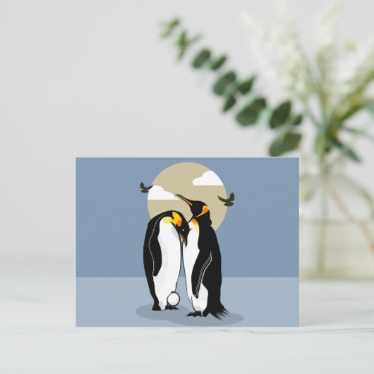 Kaiserpinguine mit Eiern Postkarte (Stehend Vorderseite)