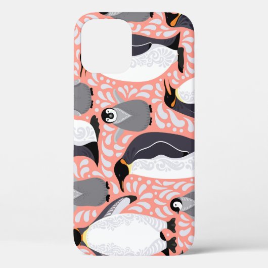 Kaiserpinguine, Sträucher, rosa dekoratives Muster Case-Mate iPhone Hülle (Rückseite)