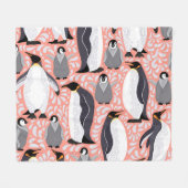 Kaiserpinguine, Sträucher, rosa dekoratives Muster Fleecedecke (Vorderseite (Horizontal))
