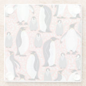 Kaiserpinguine, Sträucher, rosa dekoratives Muster Glasuntersetzer (Rückseite)