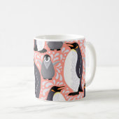 Kaiserpinguine, Sträucher, rosa dekoratives Muster Kaffeetasse (VorderseiteRechts)