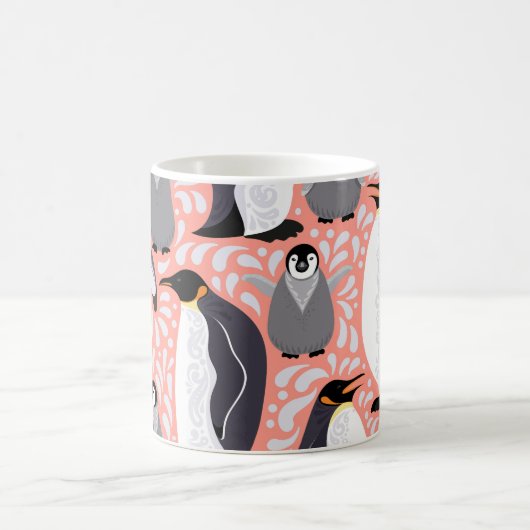 Kaiserpinguine, Sträucher, rosa dekoratives Muster Kaffeetasse (Mittel)