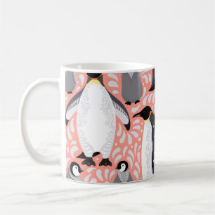Kaiserpinguine, Sträucher, rosa dekoratives Muster Kaffeetasse