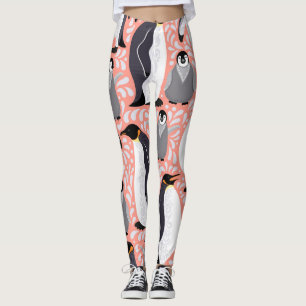Kaiserpinguine, Sträucher, rosa dekoratives Muster Leggings