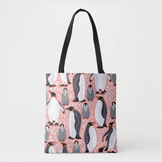 Kaiserpinguine, Sträucher, rosa dekoratives Muster Tasche (Vorderseite)