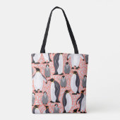 Kaiserpinguine, Sträucher, rosa dekoratives Muster Tasche (Rückseite)