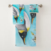 Kaiserpinguine Wasserfarbe Badhandtuch Set (Insitu)