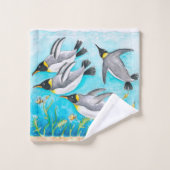 Kaiserpinguine Wasserfarbe Badhandtuch Set (Waschlappen)