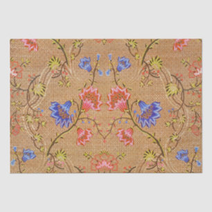 Kaiserrot und Gold verflochtene florale Seidenkuns Seidenpapier