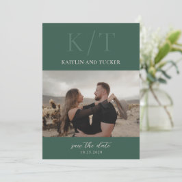 Kaitin Hunter Green Bold Monogram Elegant Wedding Save The Date