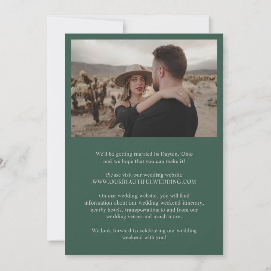 Kaitin Hunter Green Bold Monogram Elegant Wedding Save The Date (Rückseite)