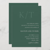 Kaitlin Hunter Green Bold Monogram Elegant Wedding Einladung (Vorne/Hinten)
