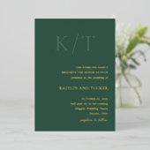 Kaitlin Hunter Green Bold Monogram Elegant Wedding Folieneinladung (Stehend vorne)