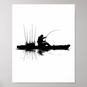Kajak-Angeln Grafik Fischer Angeln Kajakfahren A Poster