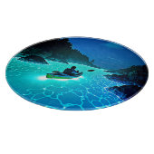 Kajak in glühender Wassergestaltung Schneidebrett (Ecke)