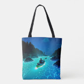 Kajak in glühender Wassergestaltung Tasche (Rückseite)