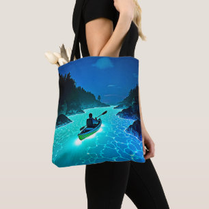 Kajak in glühender Wassergestaltung Tasche