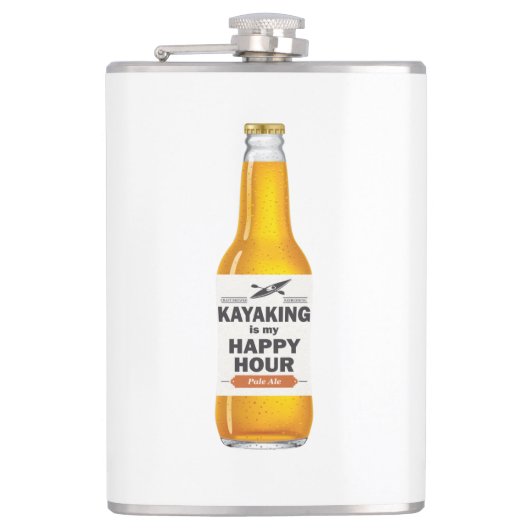 Kajak ist meine glückliche Stunde Flachmann (Vorderseite)