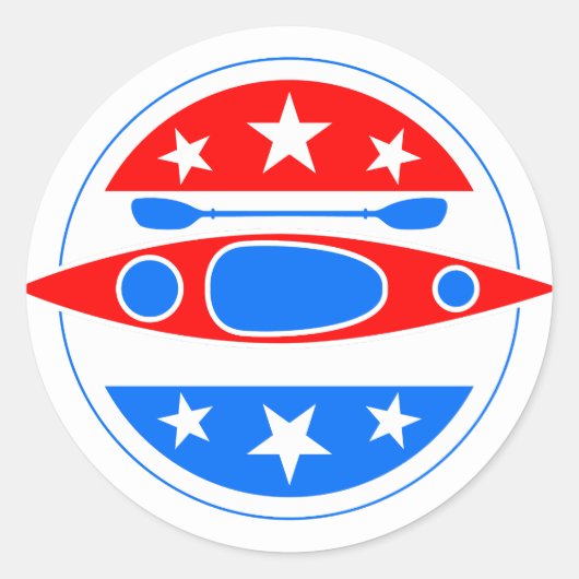 Kajak Kajak Schiff und Paddel Runder Aufkleber (Vorderseite)