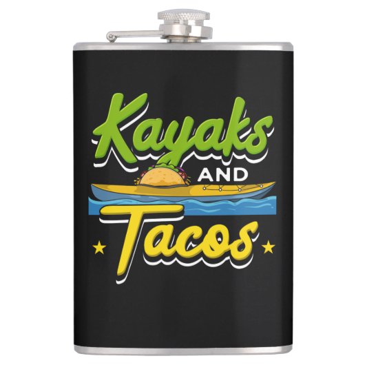 Kajak - Kajaks und Tacos Funny Kayaking Flachmann (Vorderseite)