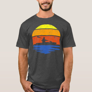 Kajak Kanu paddeln Retro Sonnenuntergang Silhouett T-Shirt