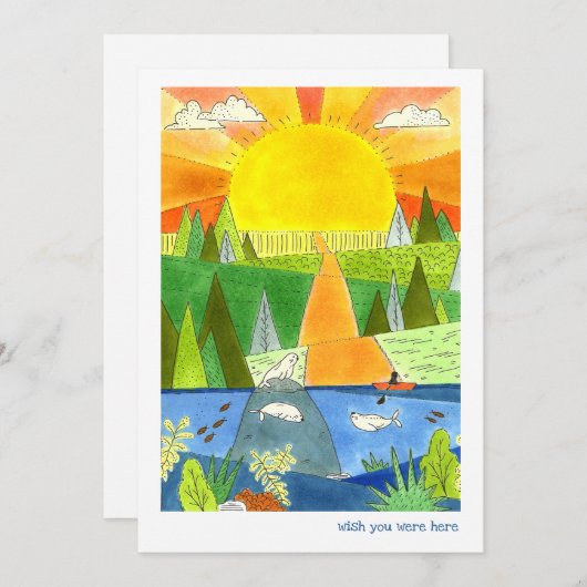 Kajak mit Siegeln und Sunrise Happy Place (Vorne/Hinten)