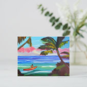 Kajak, Palmen und Ozean | Just Sprichwort Hi Postkarte (Stehend Vorderseite)