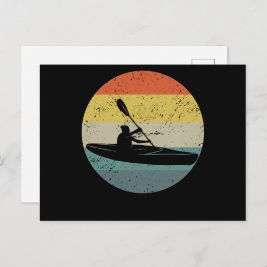 Kajak-Ruderboot Vintages Rutschboot Postkarte (Vorne/Hinten)