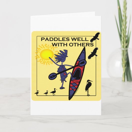 Kajak schaufelt gut auf Gelb Karte (Vorderseite)