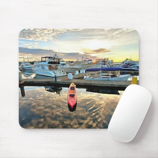 Kajak schweben über Wolken und Sonnenuntergangsref Mousepad (Mit Mouse)