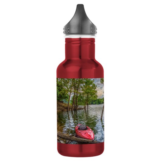 Kajak schwimmend auf Tafelfelsen Edelstahlflasche (Links)