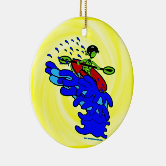 Kajak über Wasserfall Shirts & Dinge Keramik Ornament (Rechts)