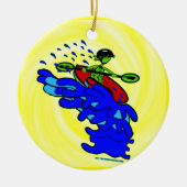 Kajak über Wasserfall Shirts & Dinge Keramik Ornament (Vorne)