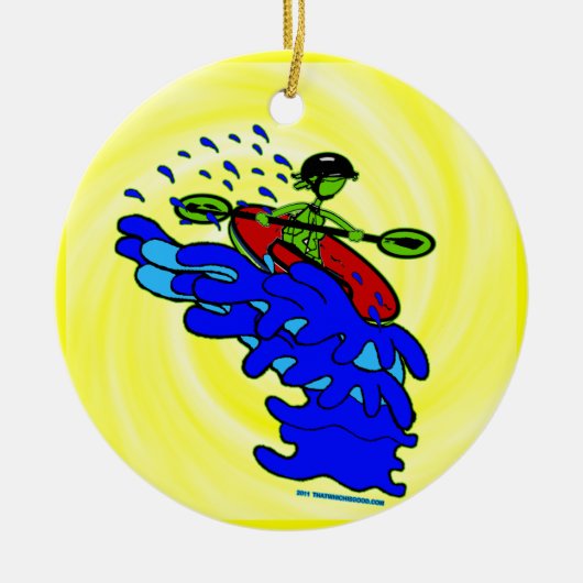 Kajak über Wasserfall Shirts & Dinge Keramik Ornament (Vorne)