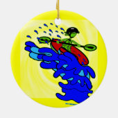 Kajak über Wasserfall Shirts & Dinge Keramik Ornament (Hinten)