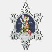 Kajak Weihnachtsbaum Kajakgeschenke personalisiert Schneeflocken Zinn-Ornament (Rechts)