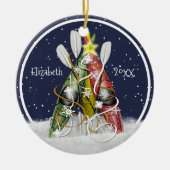 Kajak Weihnachtsbaum Winterkayaks Paddel Keramik Ornament (Vorne)