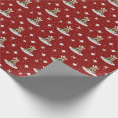 Kajak-Weihnachtsbaummuster auf Rot oder Geschenkpapier (Ecke)