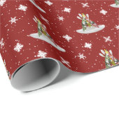 Kajak-Weihnachtsbaummuster auf Rot oder Geschenkpapier (Rolleneckpunkt)