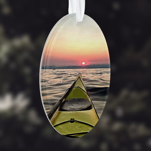 Kajakfahren bei Sunset Oval Acrylic Weihnachtsschm Ornament