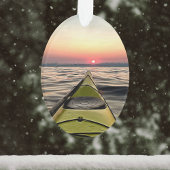 Kajakfahren bei Sunset Oval Acrylic Weihnachtsschm Ornament
