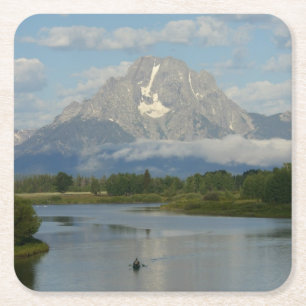 Kajakfahren im Grand Teton National Park Rechteckiger Pappuntersetzer