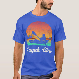 Kajakfahren Vintage-Sonnenuntergang Kajak Mädchen T-Shirt