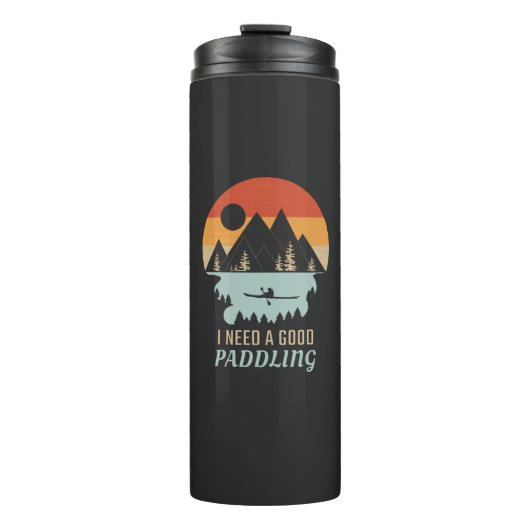 Kajakgebirge Retro Thermosbecher (Vorderseite)