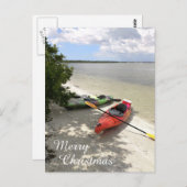 Kajaks am Strand, Kajak Weihnachten Postkarte (Vorne/Hinten)