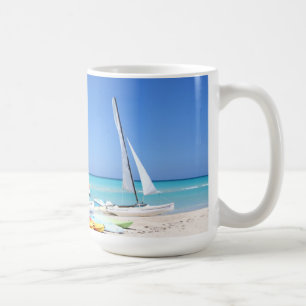 Kajaks, Katamaran und Kayaks  kubanischer Strand Kaffeetasse