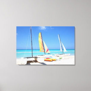 Kajaks, Katamaran und Kayaks  kubanischer Strand Leinwanddruck