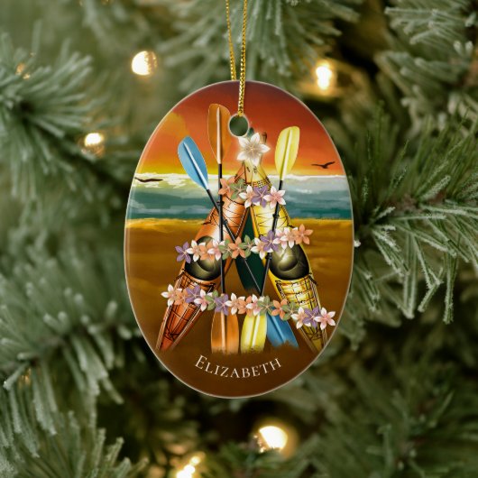 Kajakschmuck mit Tropical Kayak Weihnachtsbaum Keramik Ornament (Baum)