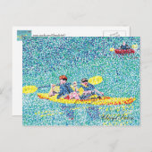 Kajakszene Pointillismus, von Cheryl Paton, Postka Postkarte (Vorne/Hinten)